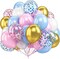 50pcs 12inch Pink Blue White Gold Balloons, Pink and Blue Confetti Balloons for Wedding Birthday Festival Party Decoration